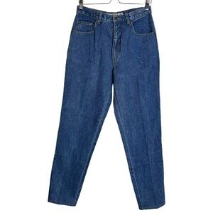 Nevada Vintage High Rise Tapered Leg Rigid Denim Dark Blue Wash Jeans 12